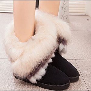Stylish waterfall fur boots.